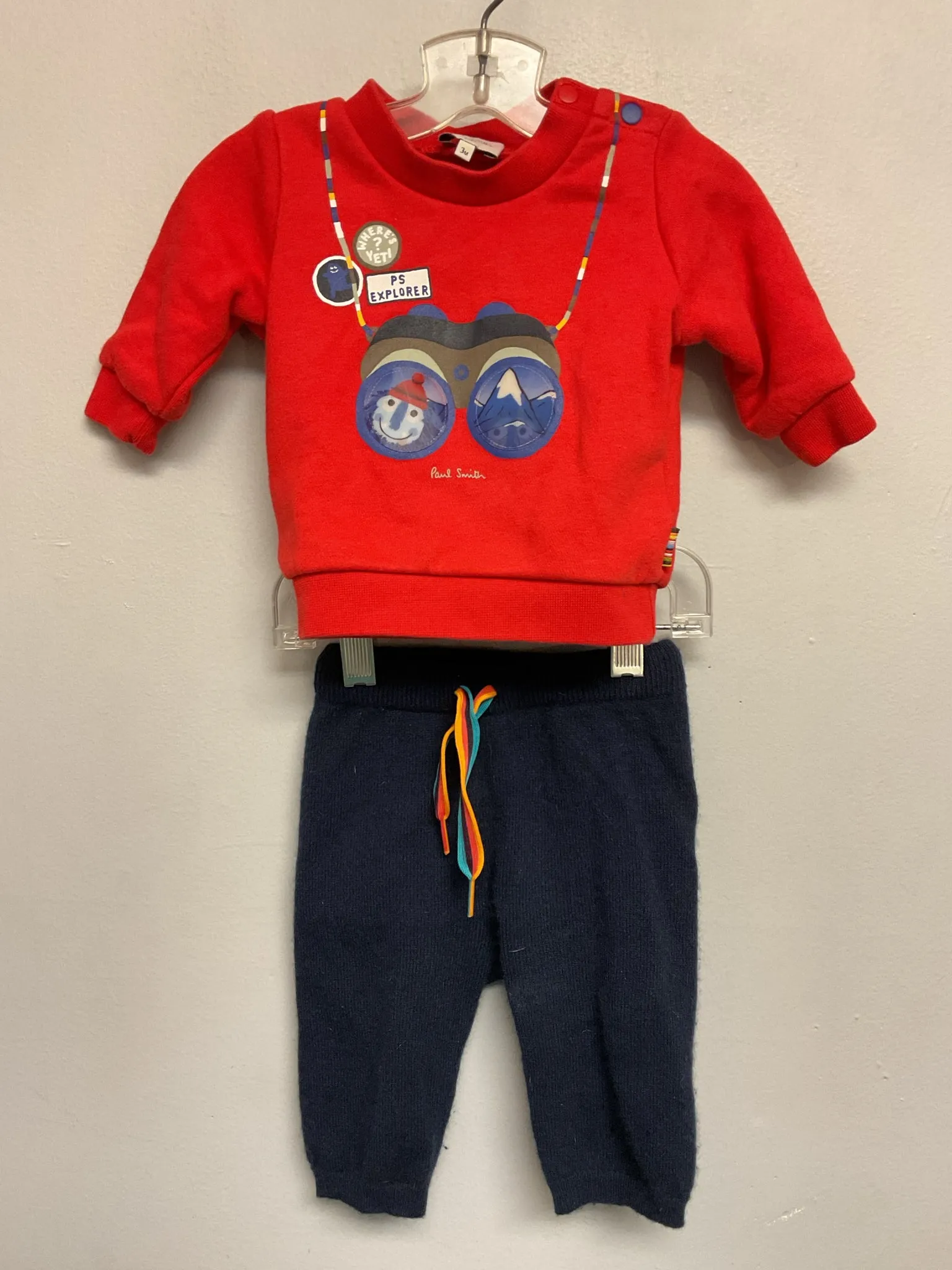 Paul Smith Size 3M Red & Navy Binoculars Cotton & Cashmere Infant Boys Sets