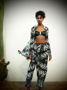 Phoenix Print - Silk wide legged Pants