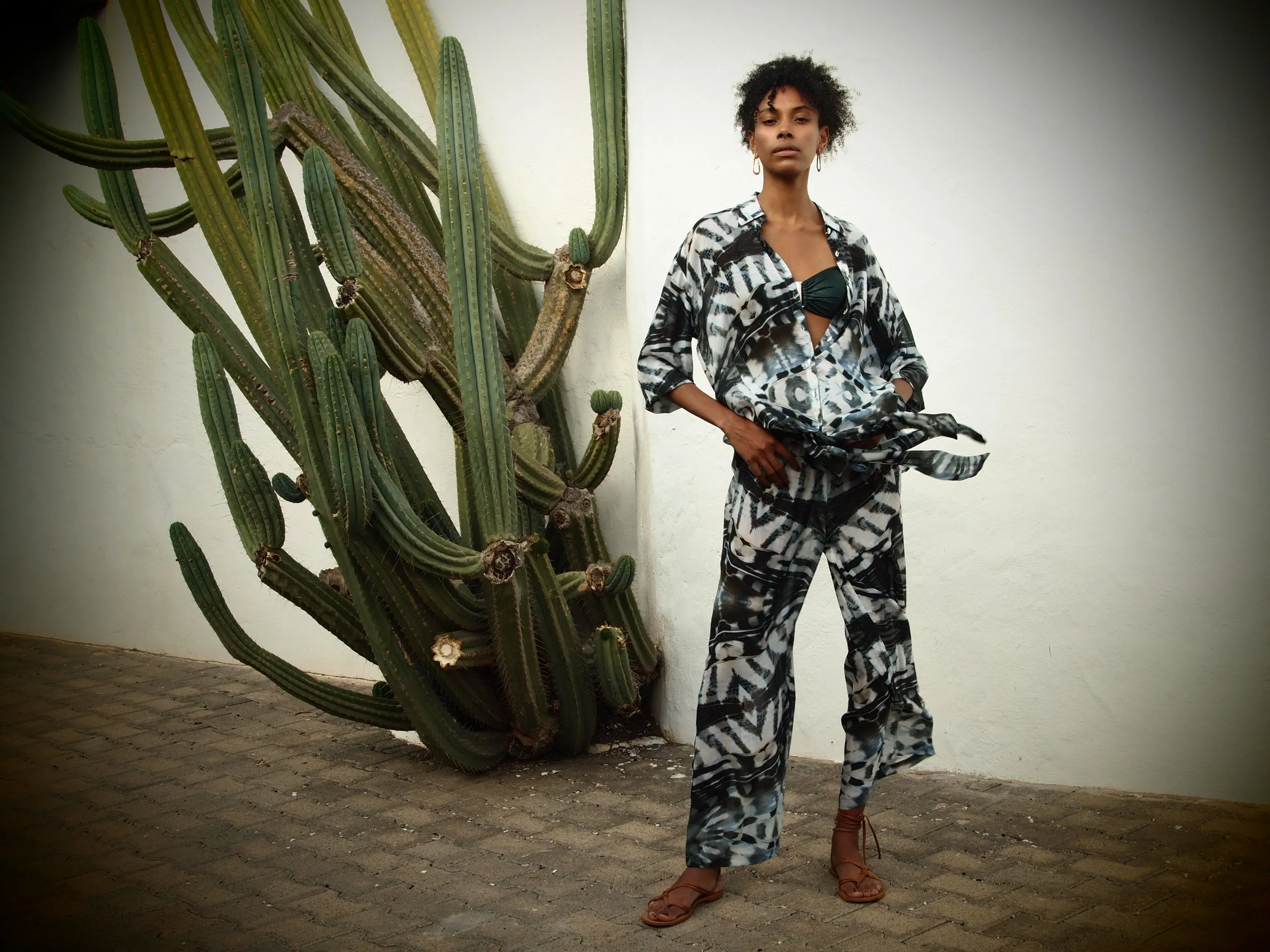 Phoenix Print - Silk wide legged Pants