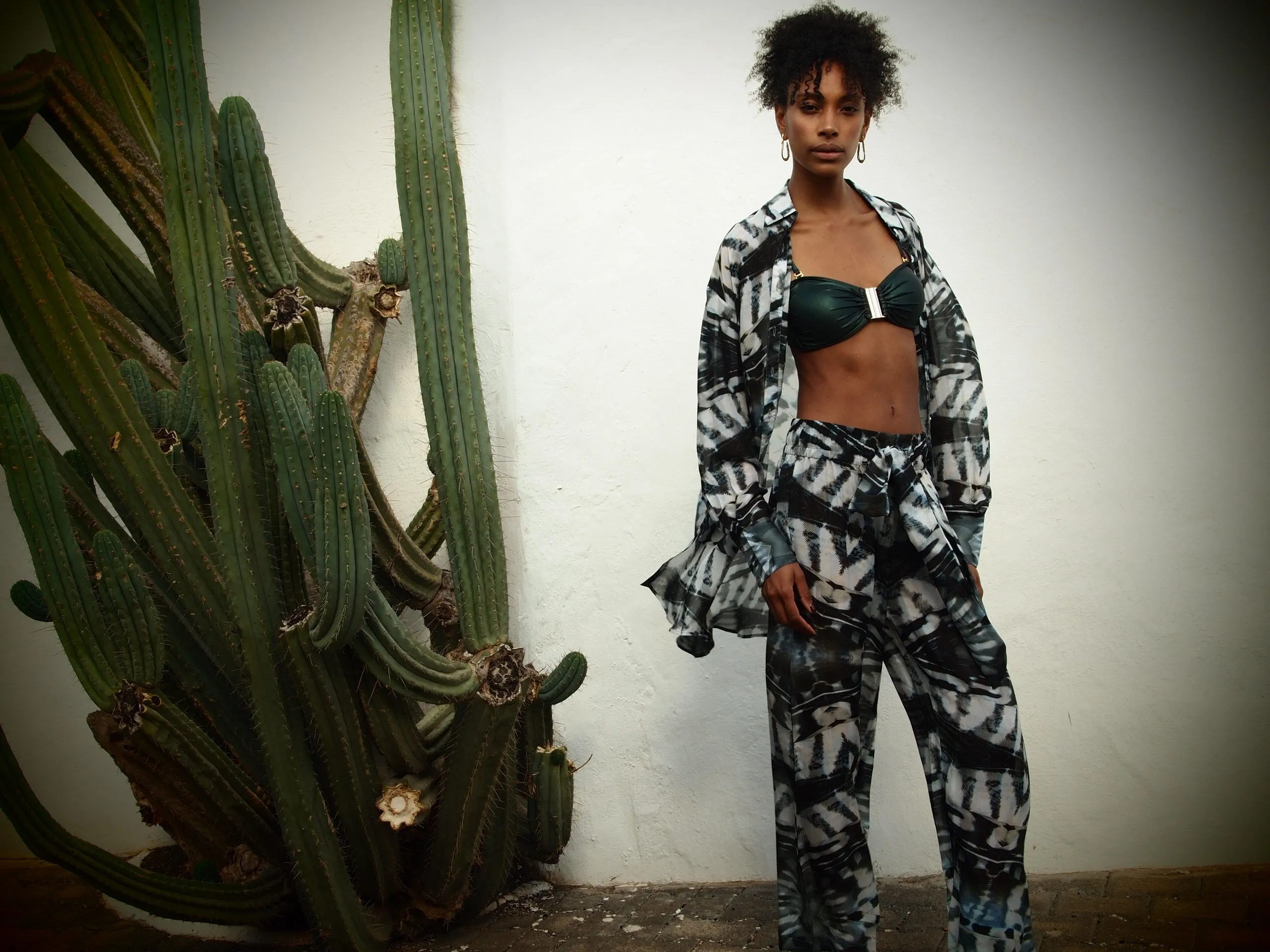 Phoenix Print - Silk wide legged Pants