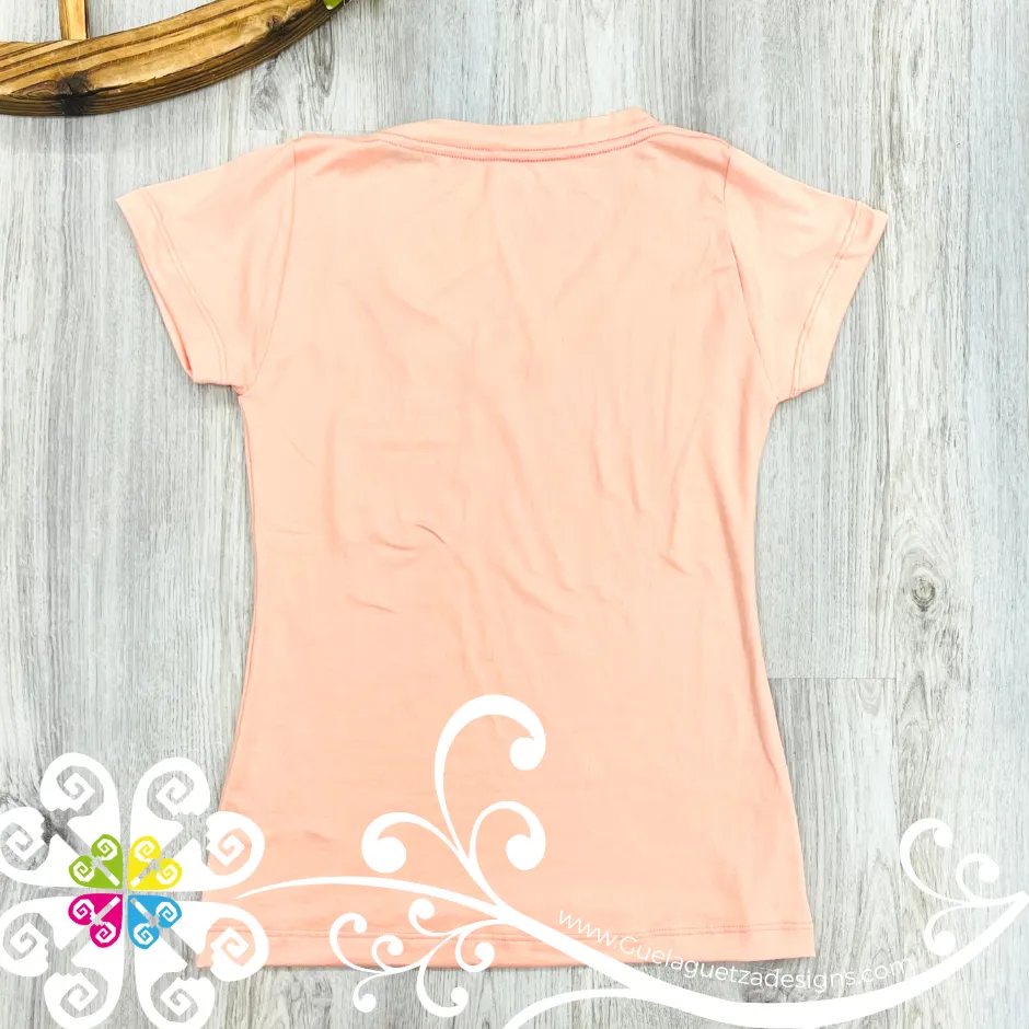 Pink/Beige Embroider Women Tee - Pocket Embroider