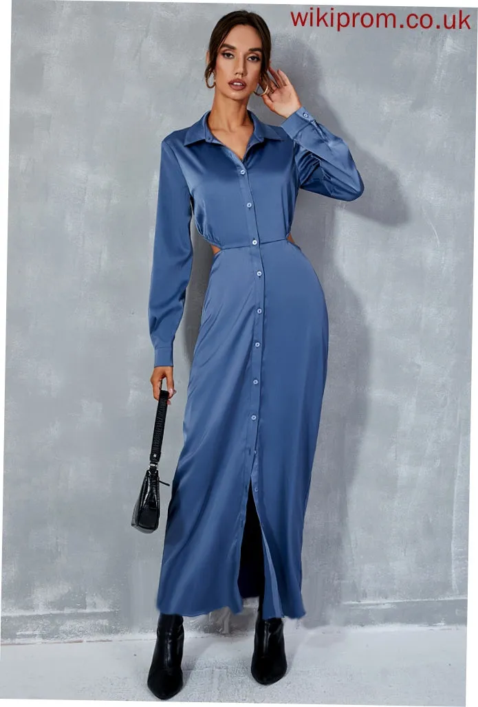 Polyester V-Neck Midi Kayleigh Club Dresses Front Casual Dresses Long Split Sleeves A-line
