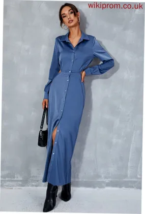 Polyester V-Neck Midi Kayleigh Club Dresses Front Casual Dresses Long Split Sleeves A-line