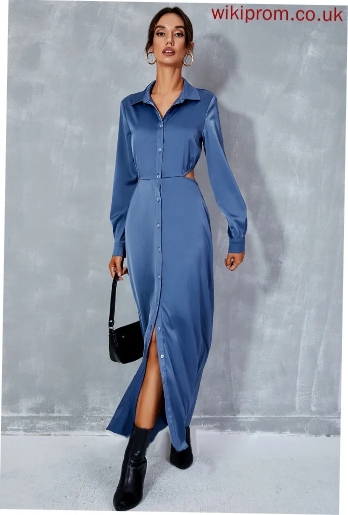 Polyester V-Neck Midi Kayleigh Club Dresses Front Casual Dresses Long Split Sleeves A-line
