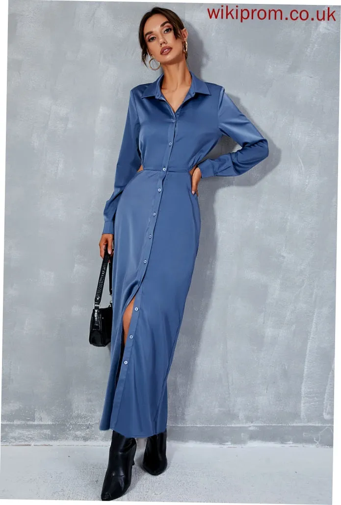 Polyester V-Neck Midi Kayleigh Club Dresses Front Casual Dresses Long Split Sleeves A-line