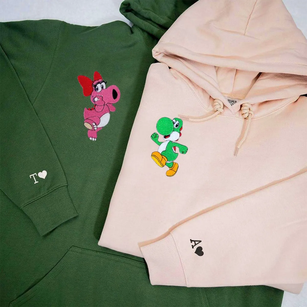 "Dinosaurs Valentine Couple" Couple Sweatshirts - Personalized Matching Hoodies For Couples