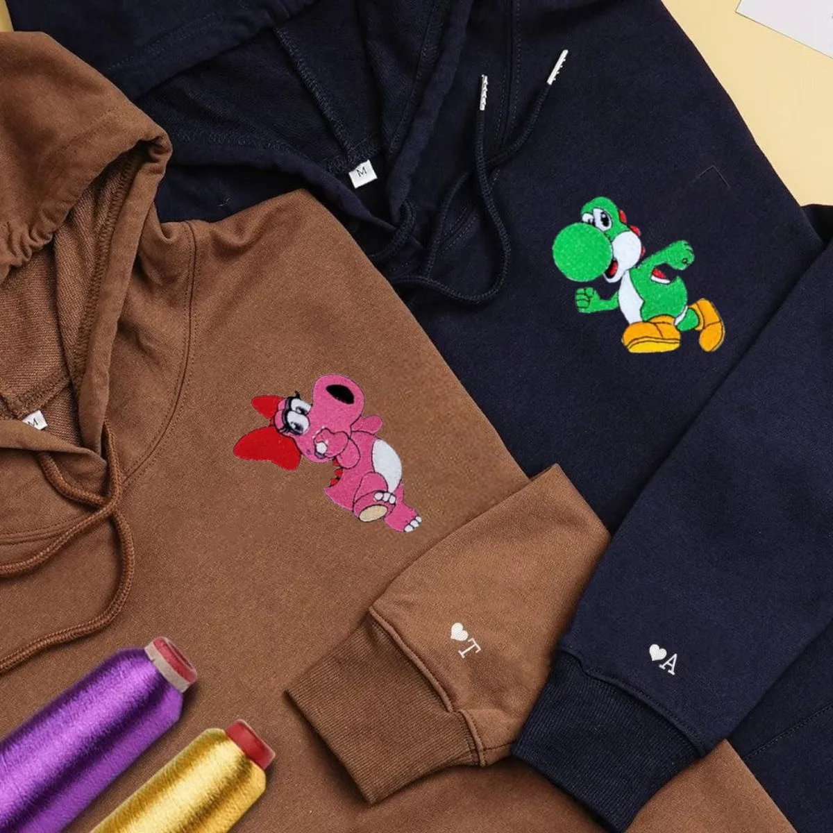"Dinosaurs Valentine Couple" Couple Sweatshirts - Personalized Matching Hoodies For Couples