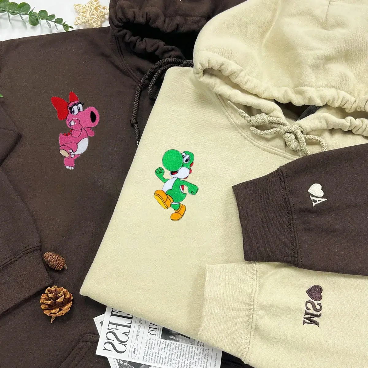 "Dinosaurs Valentine Couple" Couple Sweatshirts - Personalized Matching Hoodies For Couples