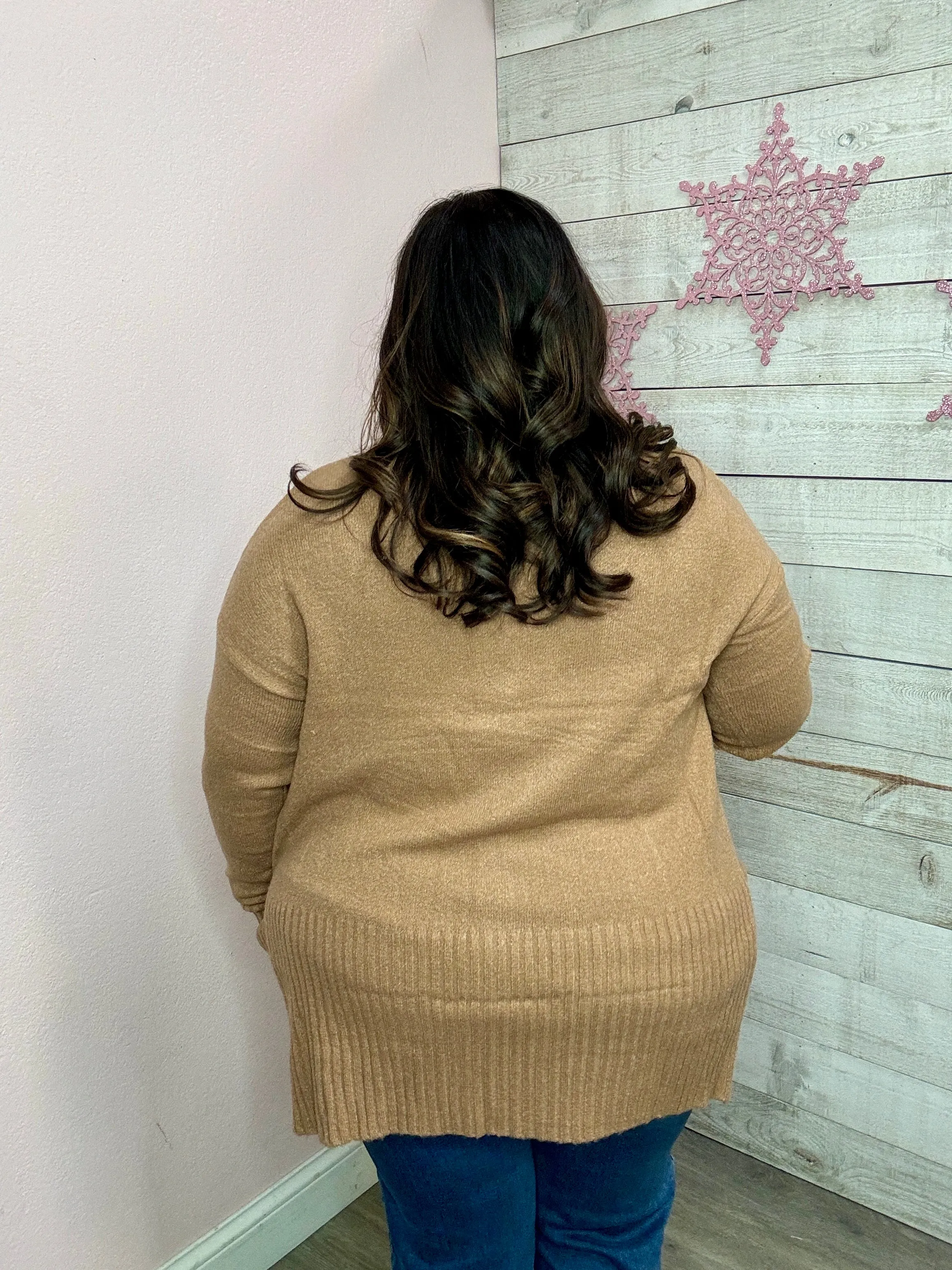 "Toasty Times" Sweater Cardigan- Brown