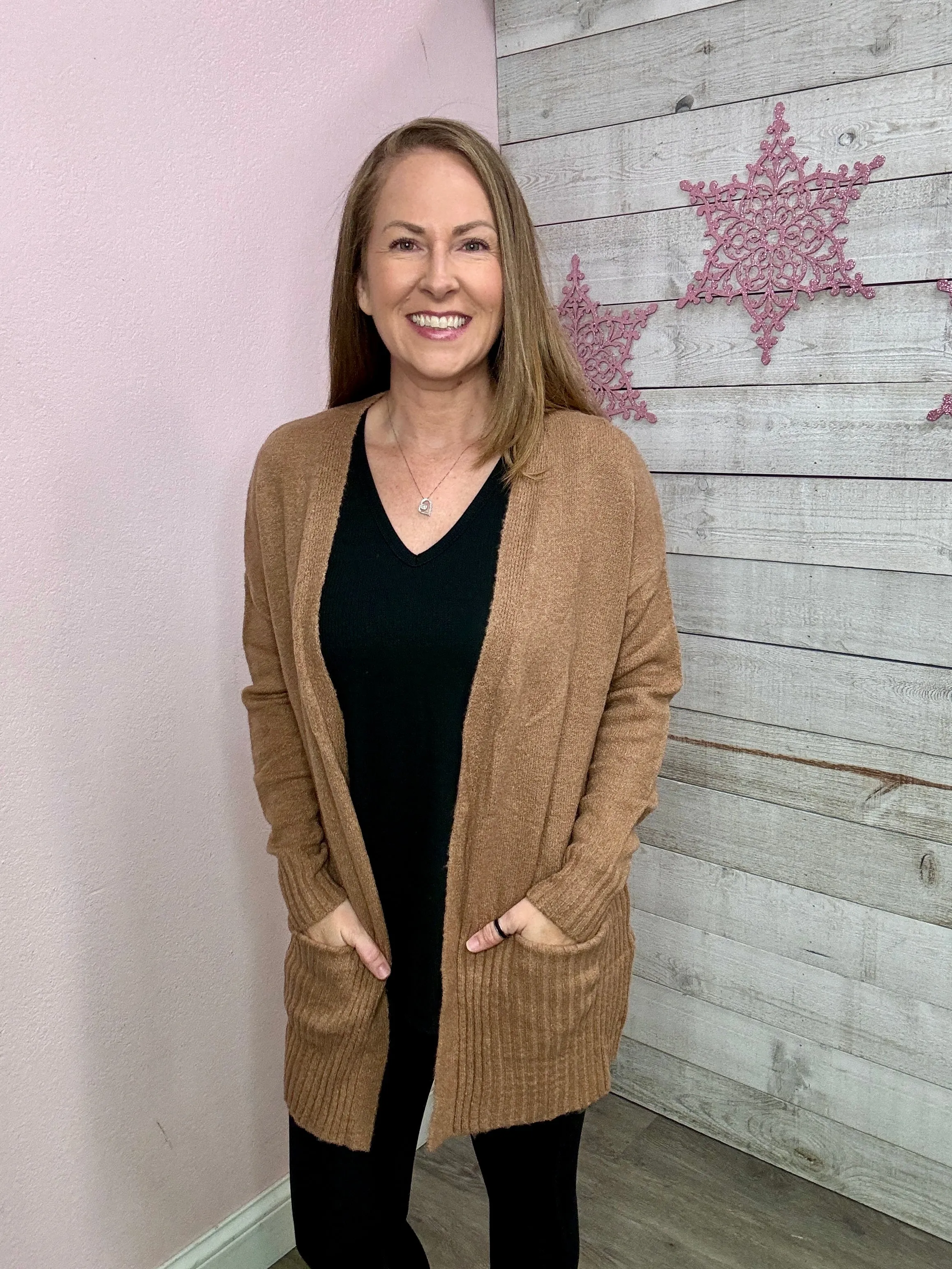 "Toasty Times" Sweater Cardigan- Brown