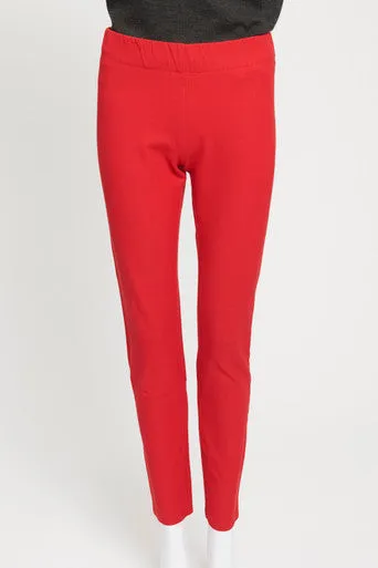 Red Gabardine Stretch Leggings