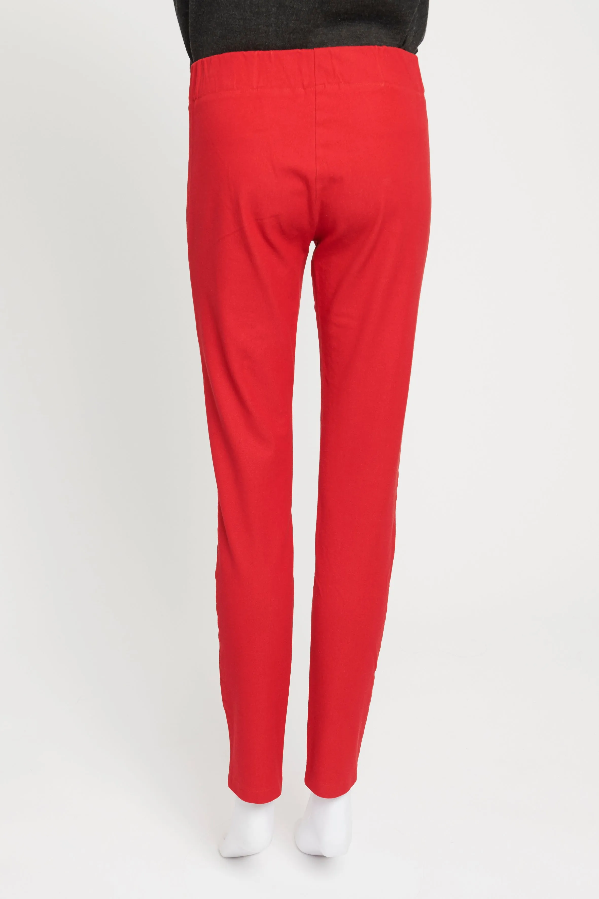 Red Gabardine Stretch Leggings