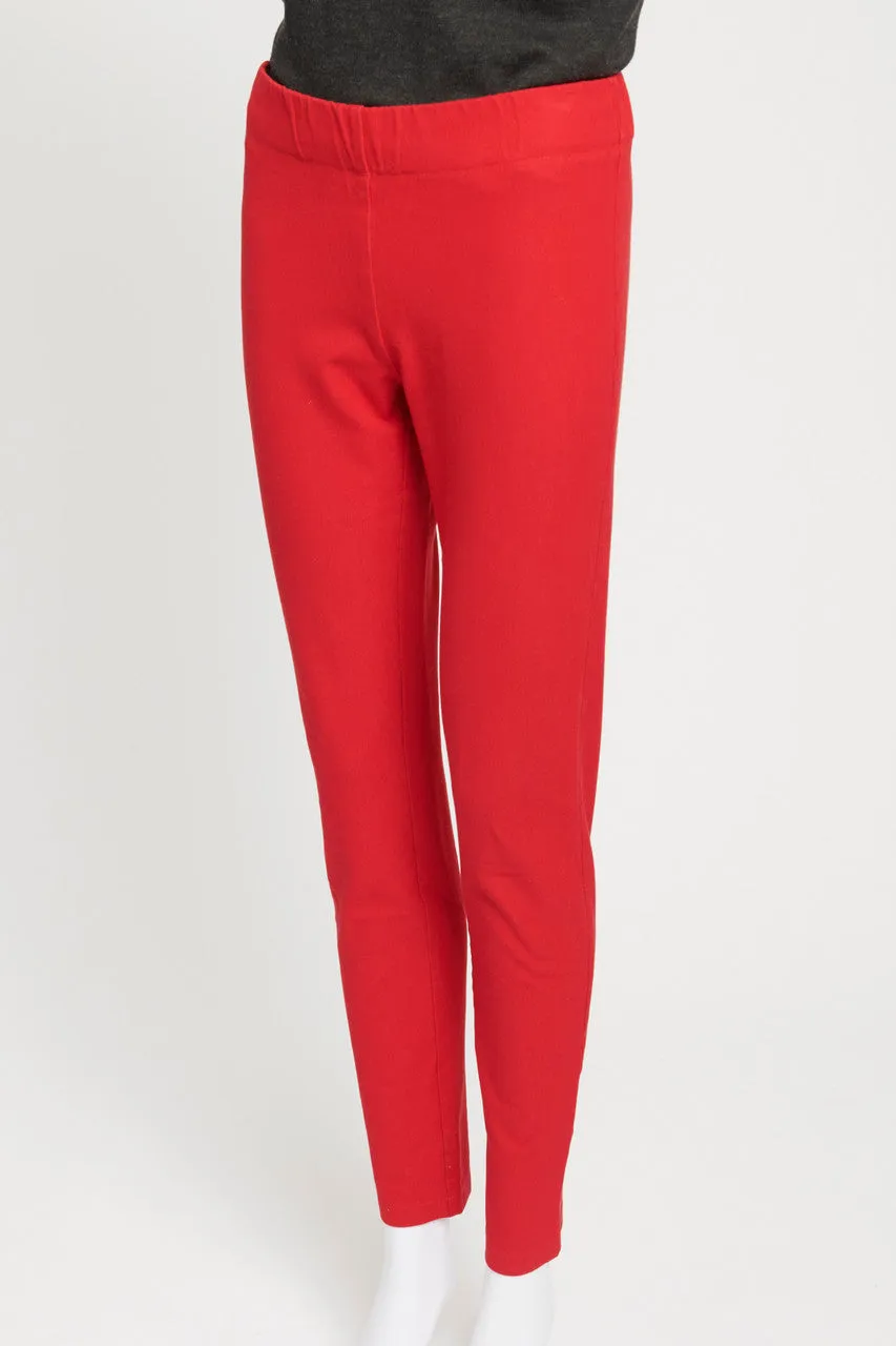 Red Gabardine Stretch Leggings