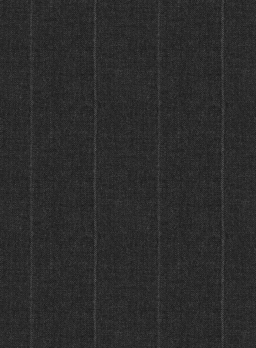 Reda Cashmere Dark Gray Chalkstripe Wool Pants