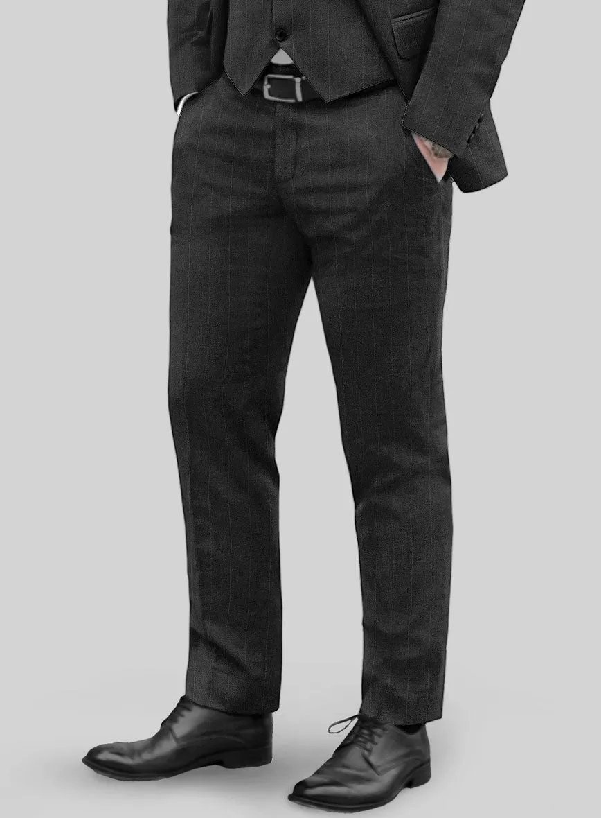 Reda Cashmere Dark Gray Chalkstripe Wool Pants