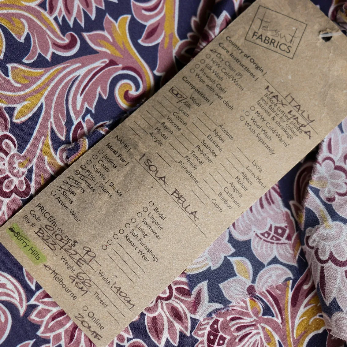 Remnant of Isola Bella Silk Crepe De Chine