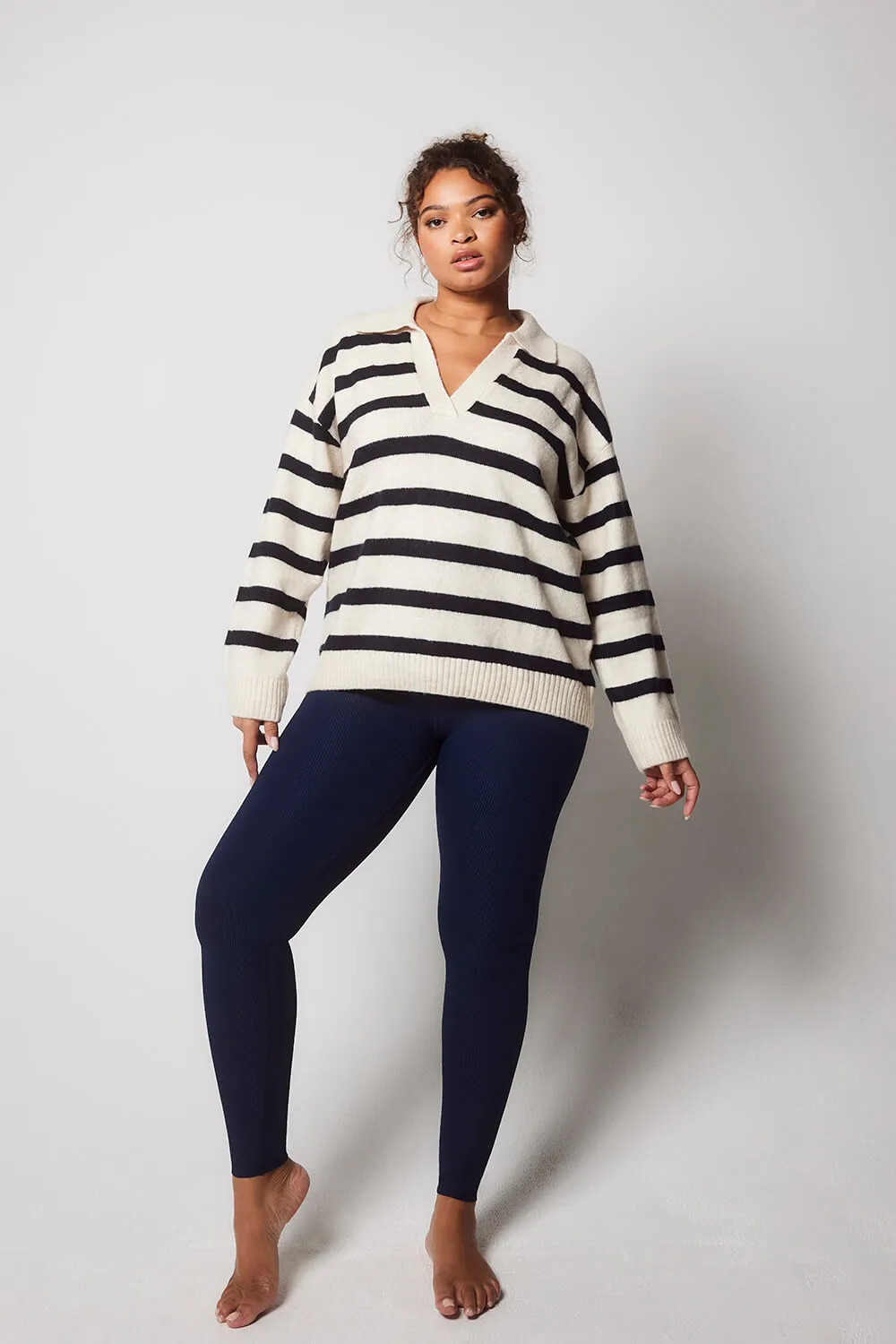Ribbed Leggings - Navy