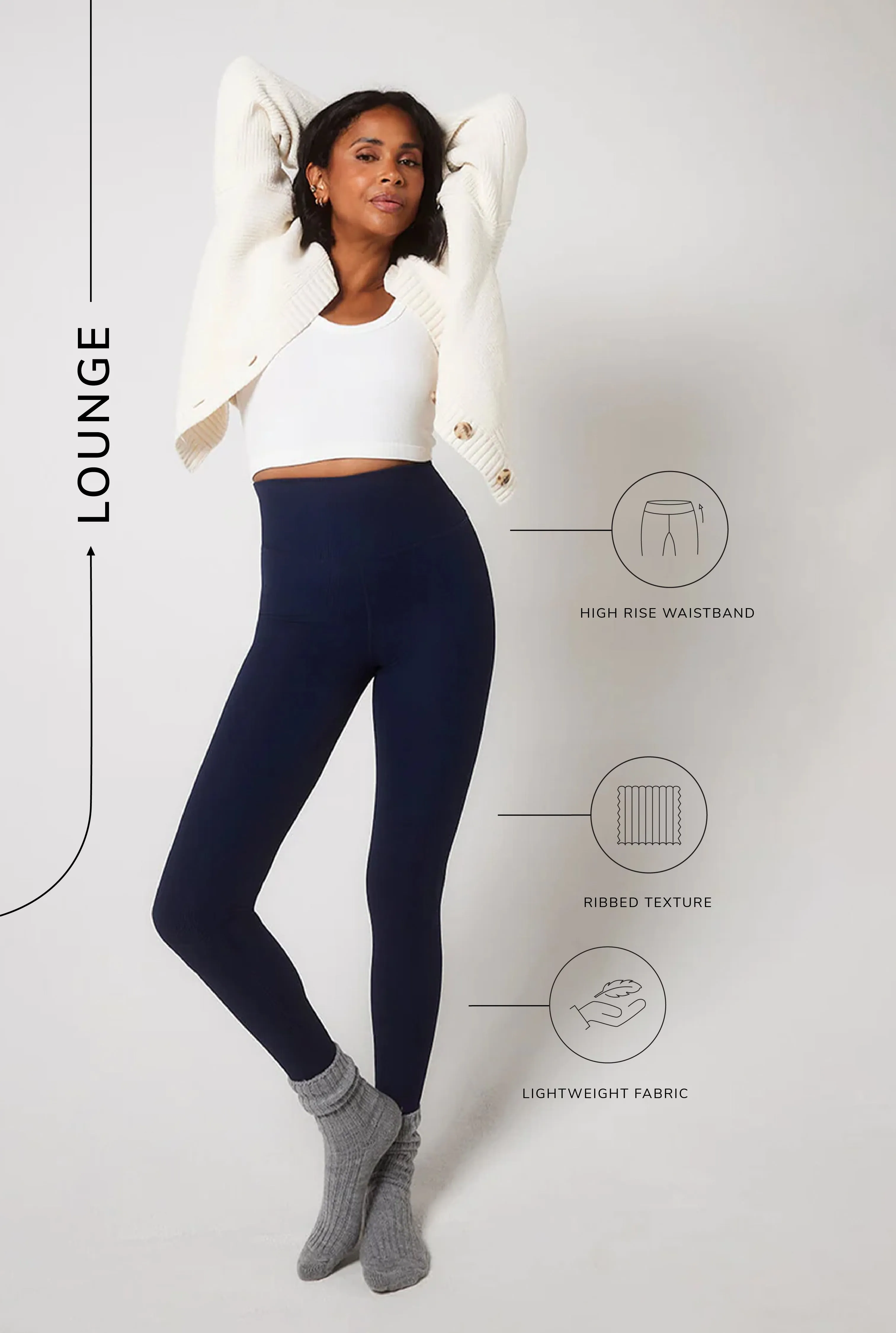 Ribbed Leggings - Navy