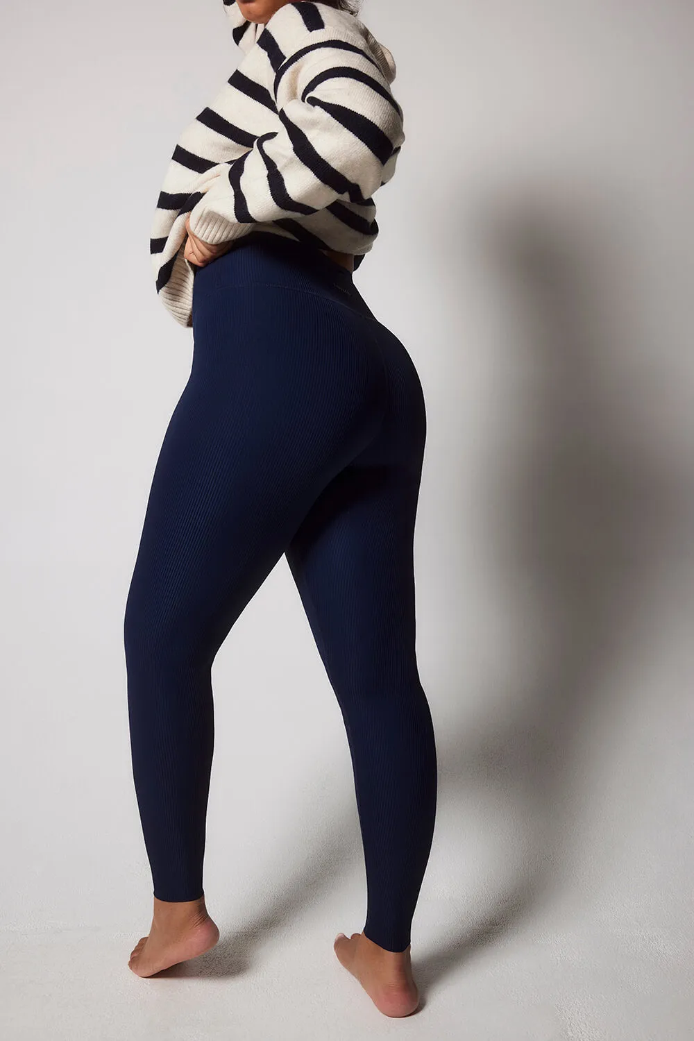 Ribbed Leggings - Navy
