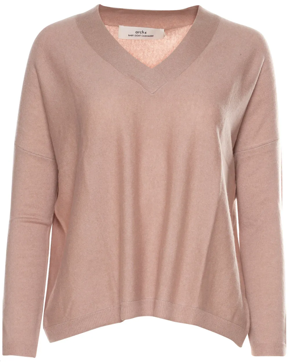 Rose Stone Cashmere Bailey V Neck Sweater
