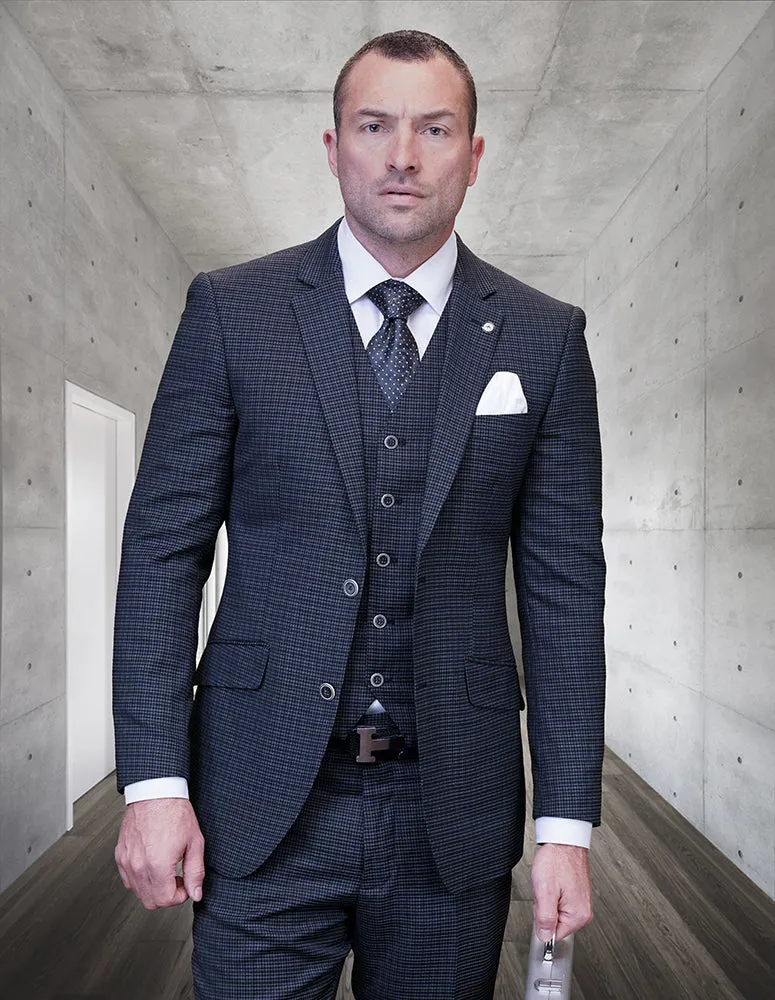 SALOTE 3 PC BLACK MODERN FIT SUIT