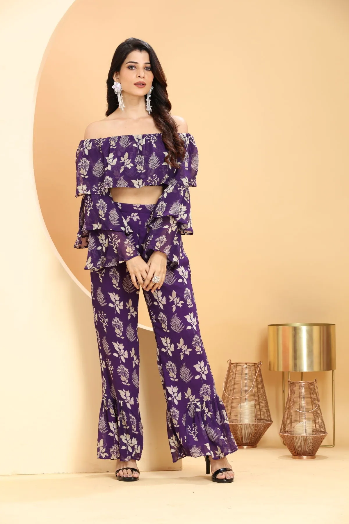 Scarlet Red & Deep Purple Co-ord Set
