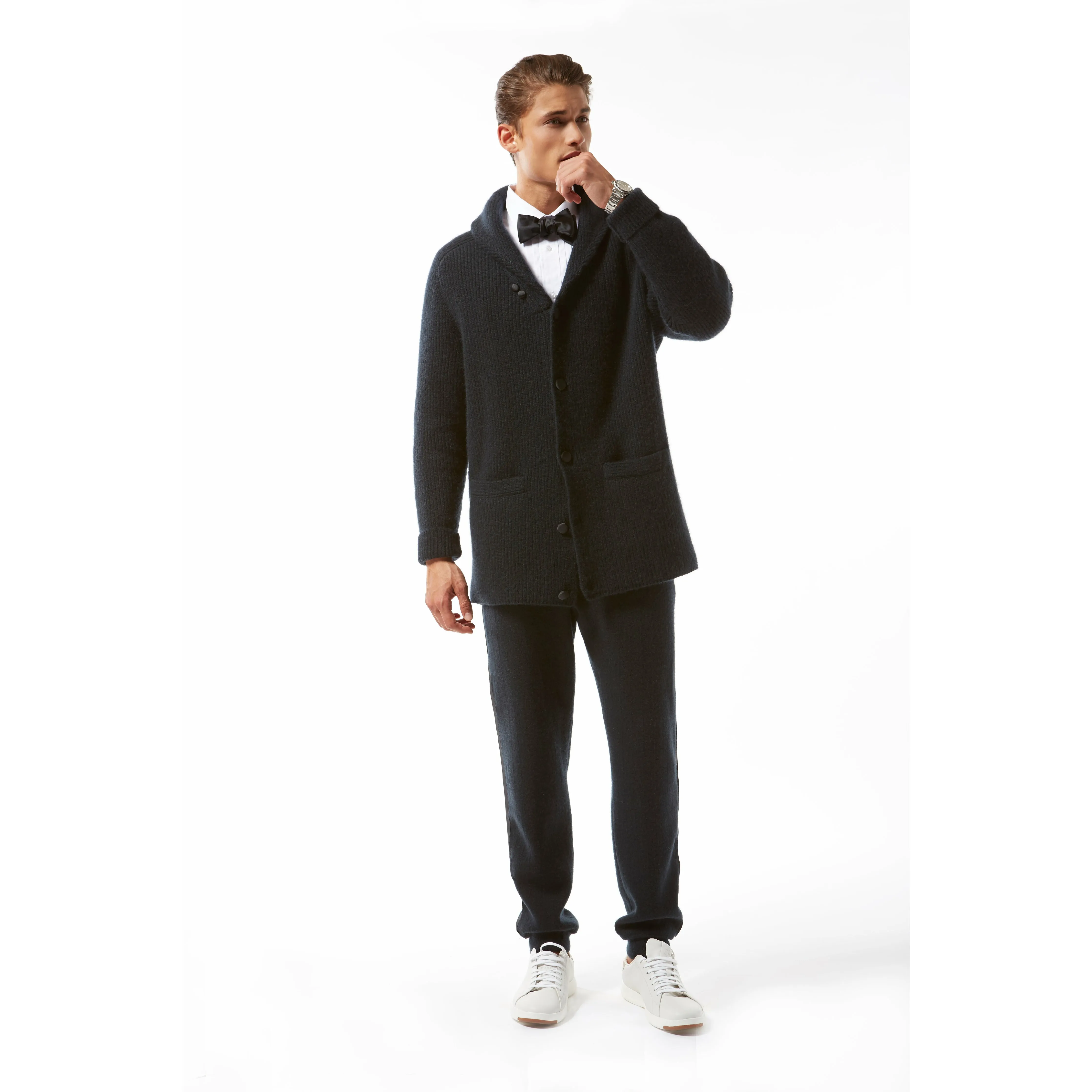 Shawl Collar Cashmere Tuxedo Cardigan