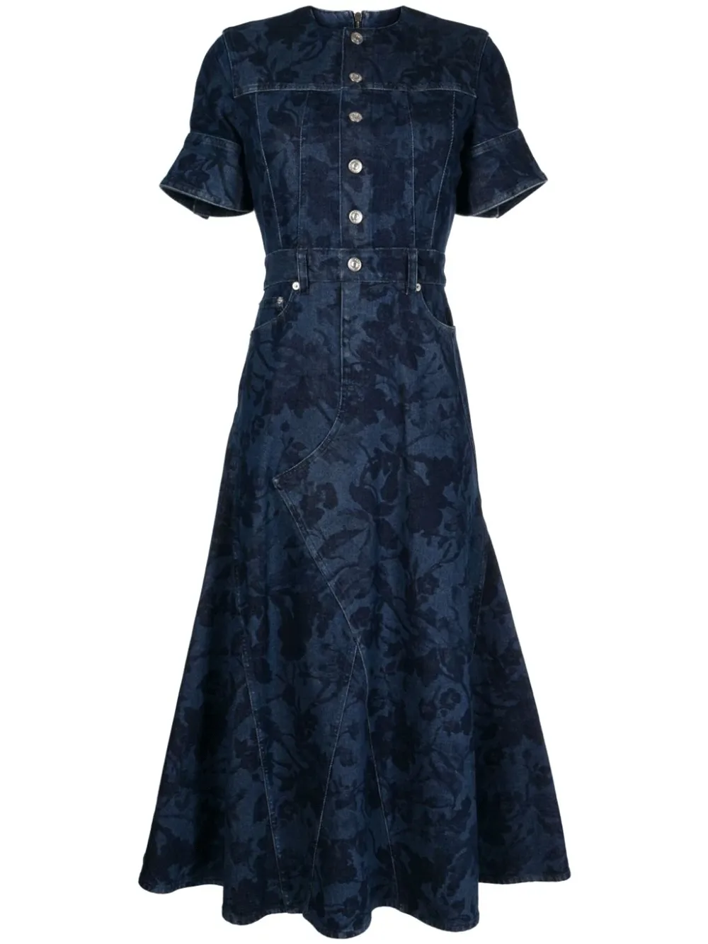 Short Sleeve Denim Midi Dress