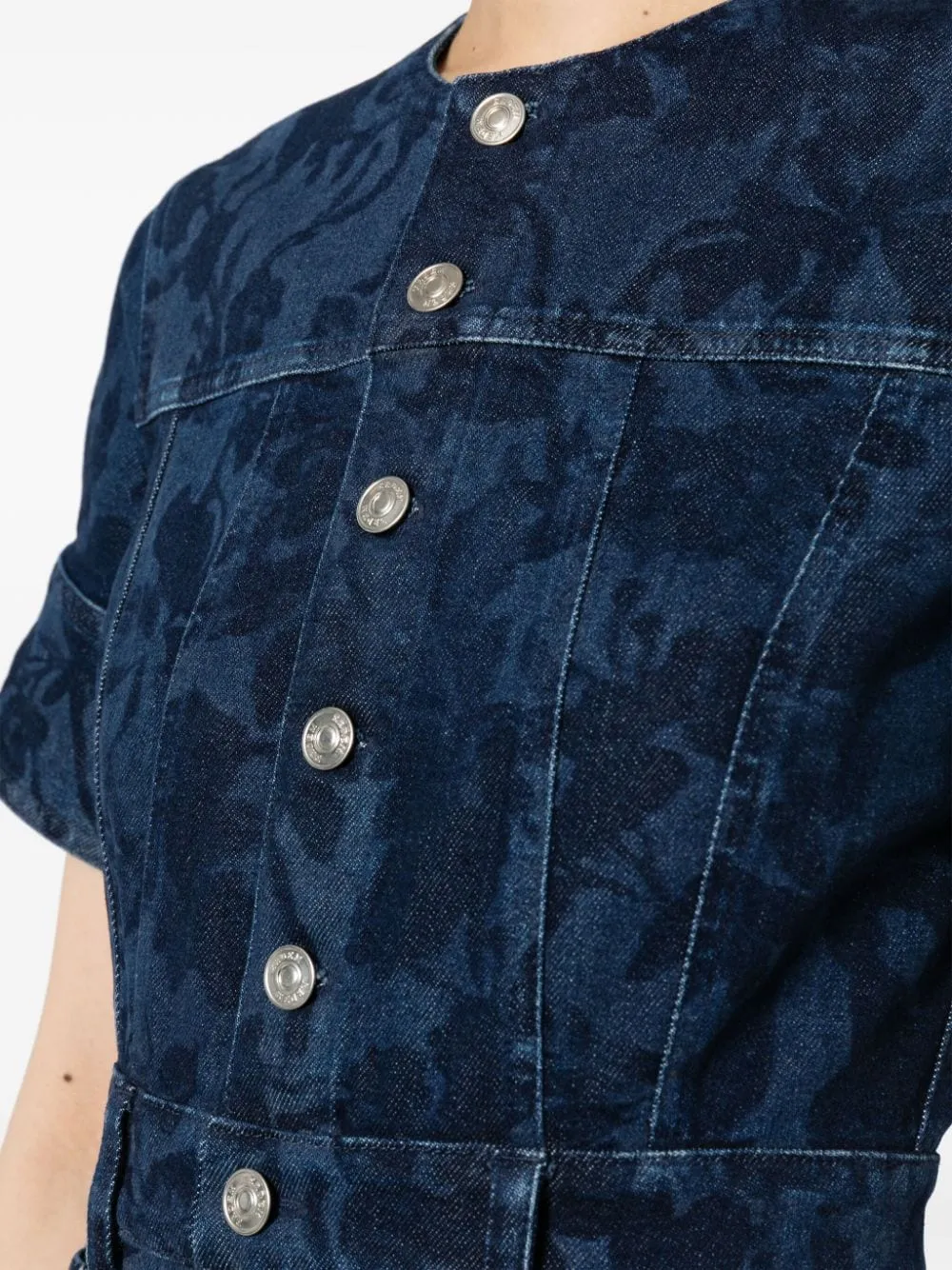 Short Sleeve Denim Midi Dress