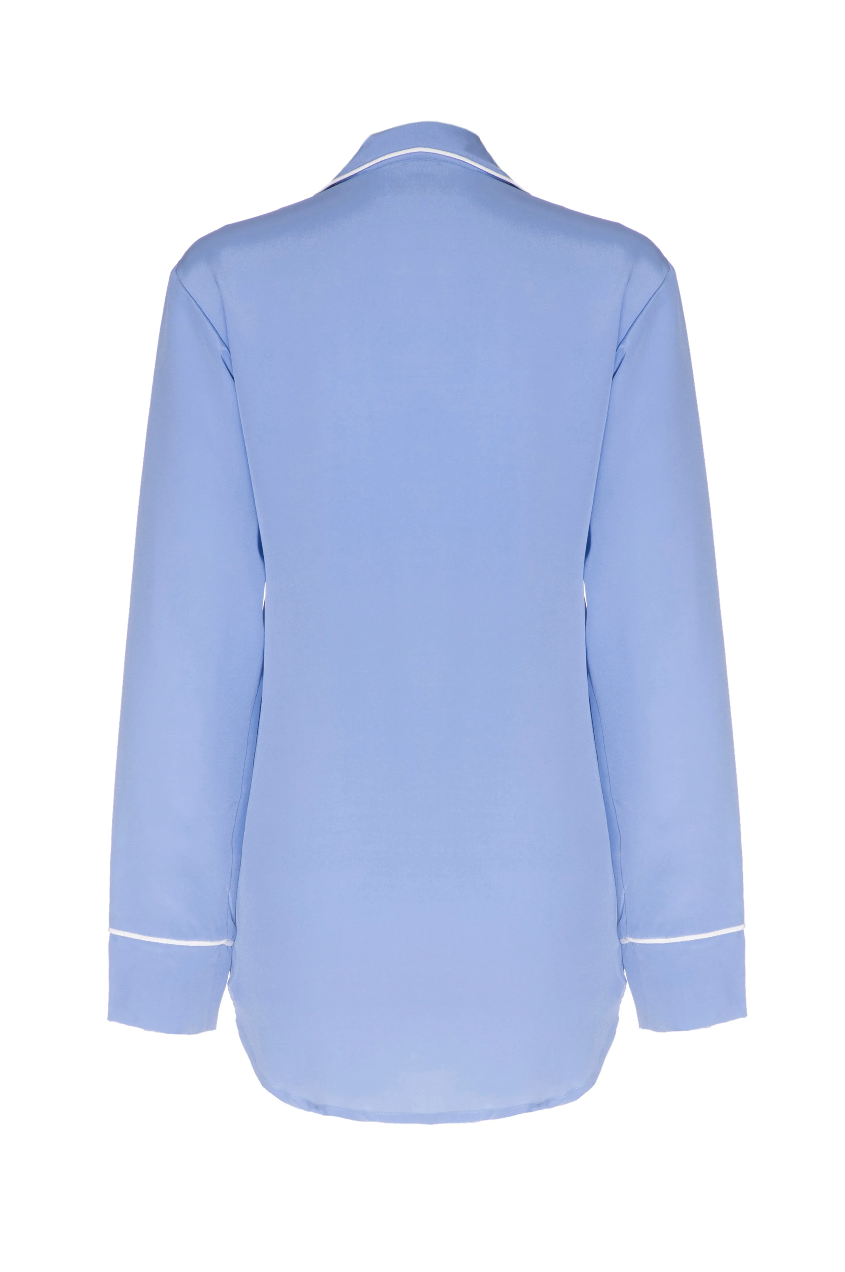 Silk Boyfriend Shirt: Ice Blue