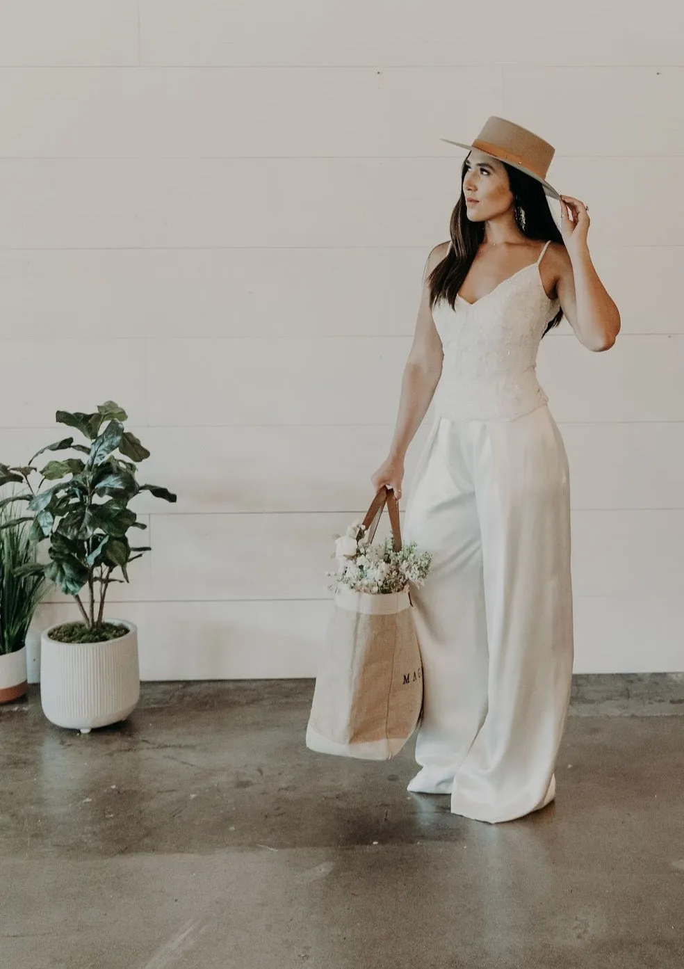 Silk Charmeuse Ivory Wide Legged Pants