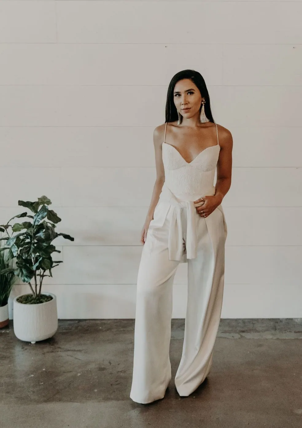 Silk Charmeuse Ivory Wide Legged Pants