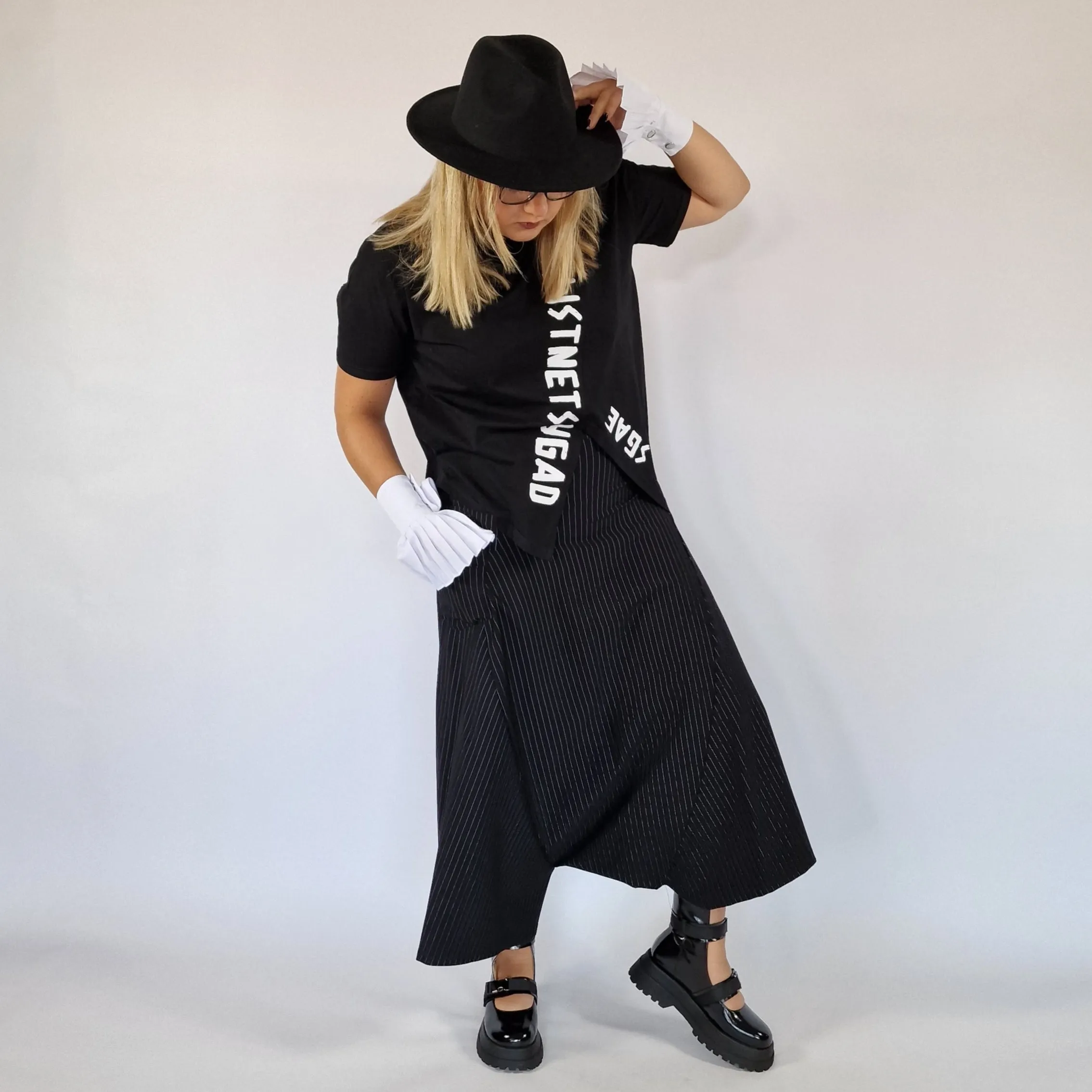 Simple Moderne Street Punk Striped Pattern Wide Legged Pants