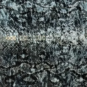Smoke Gray Snake Skin Printed Stretch Velvet Fabric