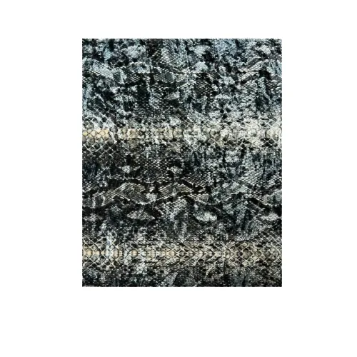 Smoke Gray Snake Skin Printed Stretch Velvet Fabric