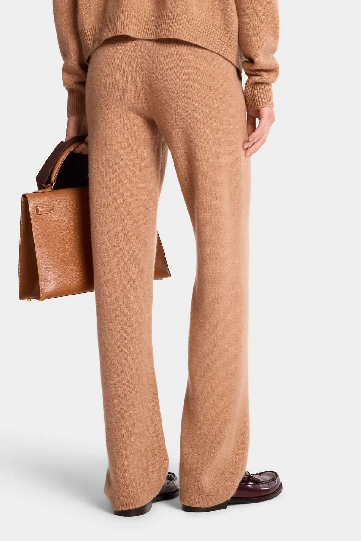Sporty & Rich SRC Cashmere Pants - Camel/ White