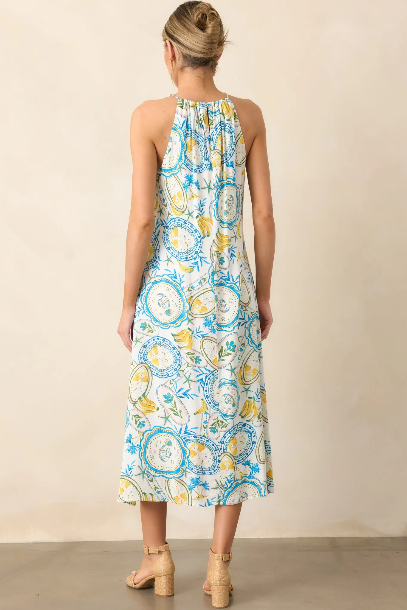 Sunlit Moments Ivory Halter Midi Dress