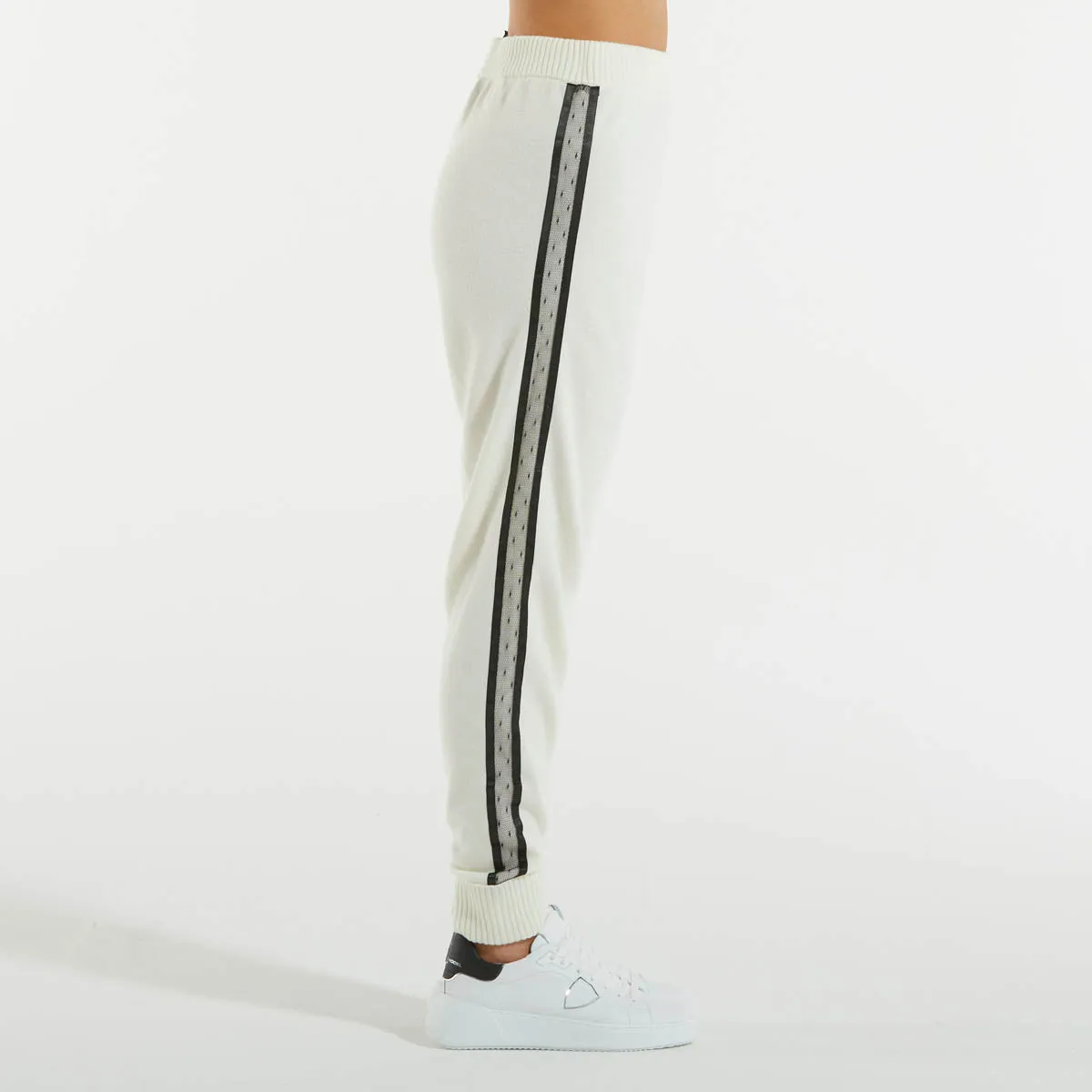 Twinset pantalone sportivo panna