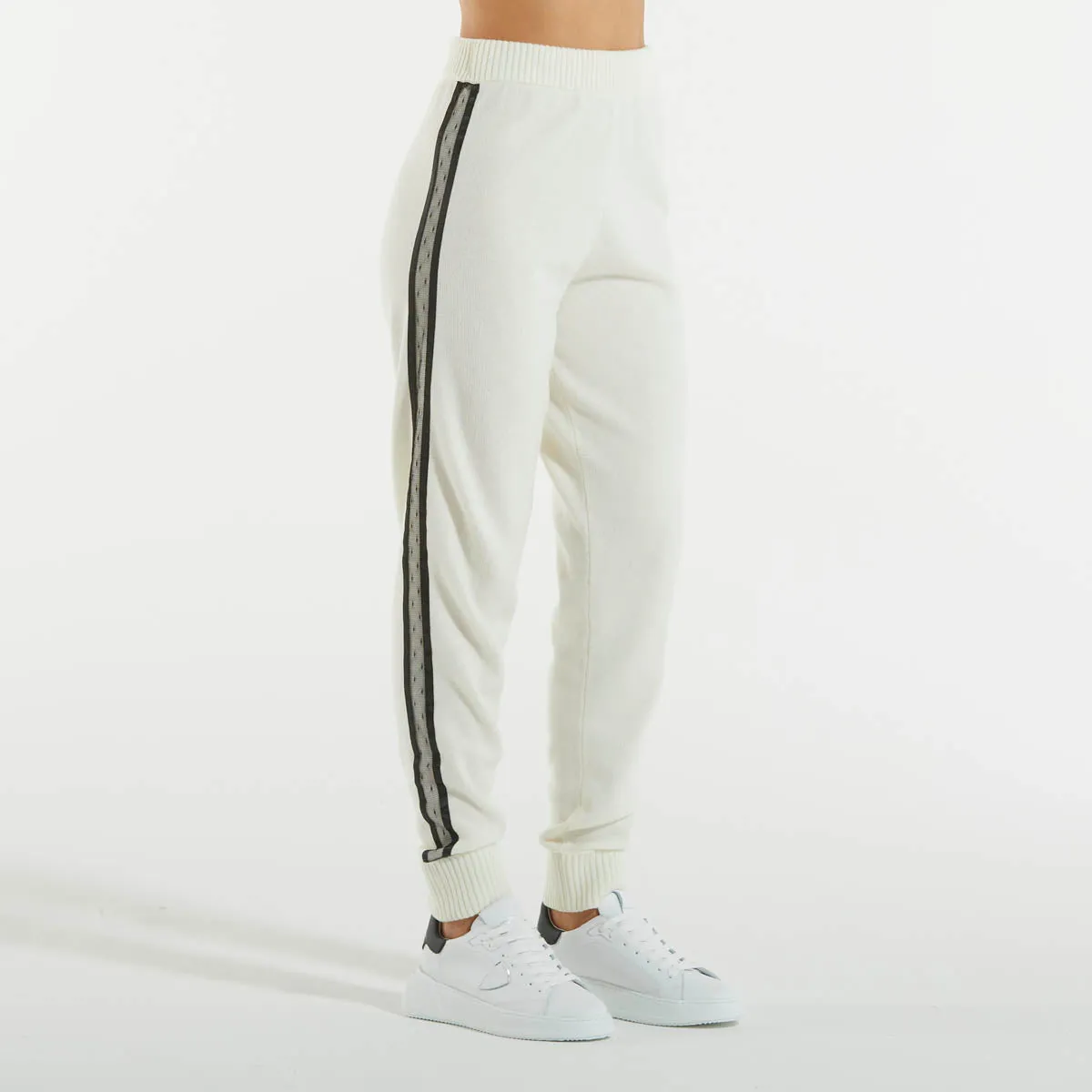 Twinset pantalone sportivo panna