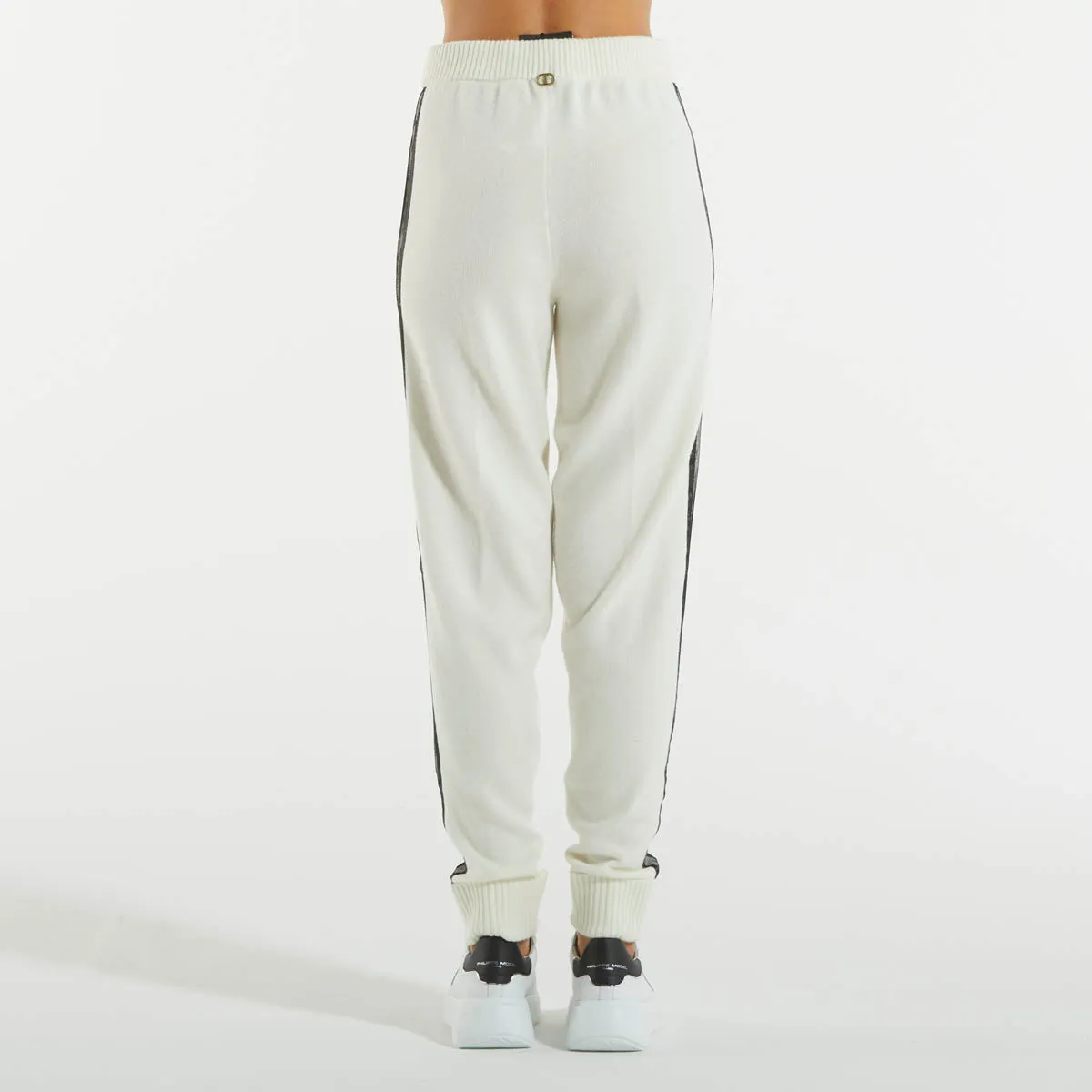 Twinset pantalone sportivo panna