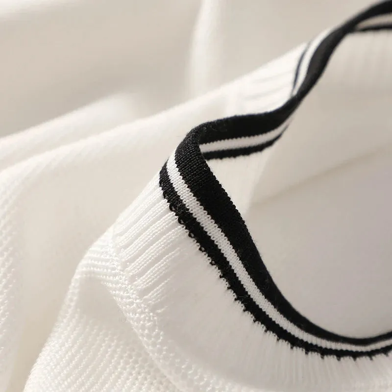 Vera | Summer Mulberry Silk Contrast Knit T-shirt