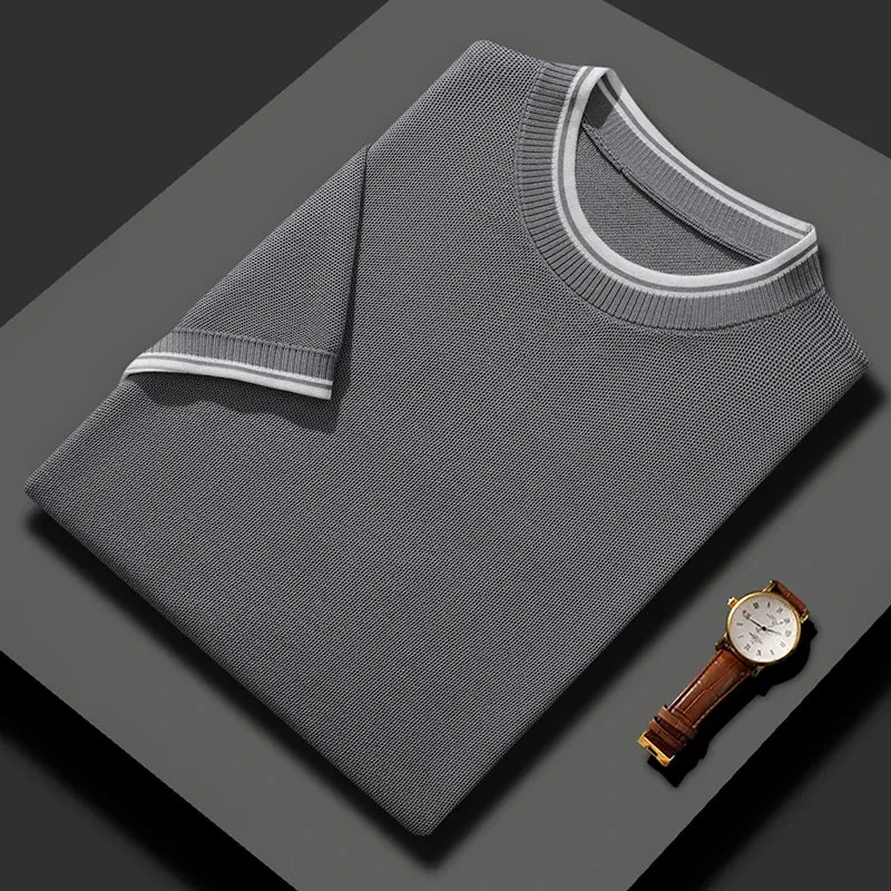 Vera | Summer Mulberry Silk Contrast Knit T-shirt