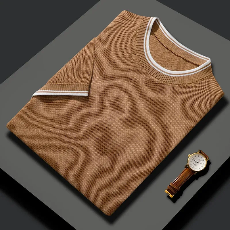 Vera | Summer Mulberry Silk Contrast Knit T-shirt