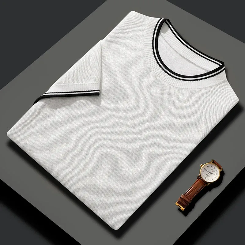 Vera | Summer Mulberry Silk Contrast Knit T-shirt