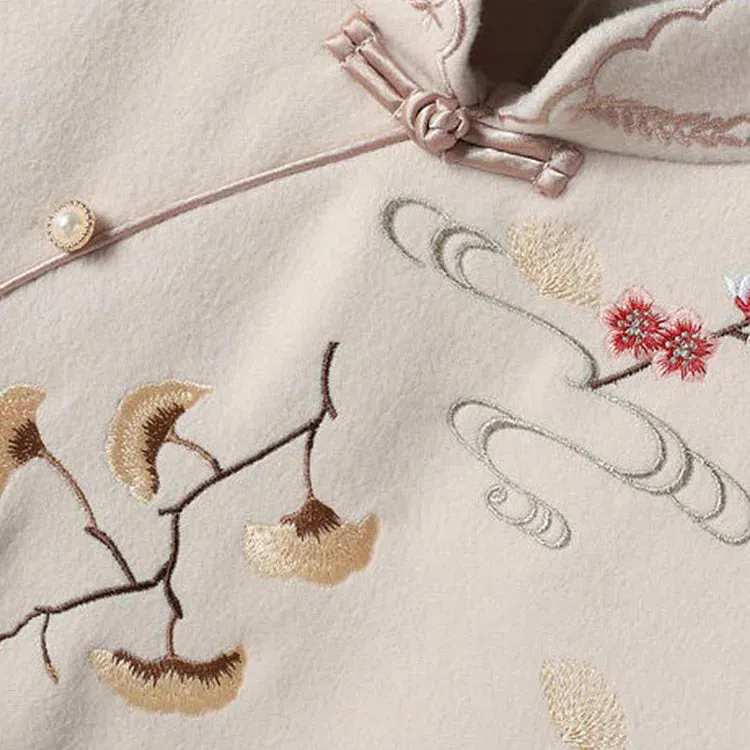 Vintage Embroidery Loose Fringed Hoodie Sweatshirt Dress