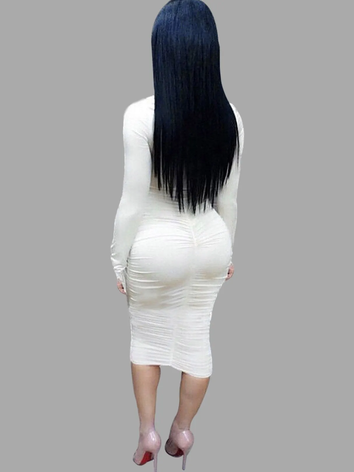 Wholesale Pleated Slim Midi Dresses with Cut Out