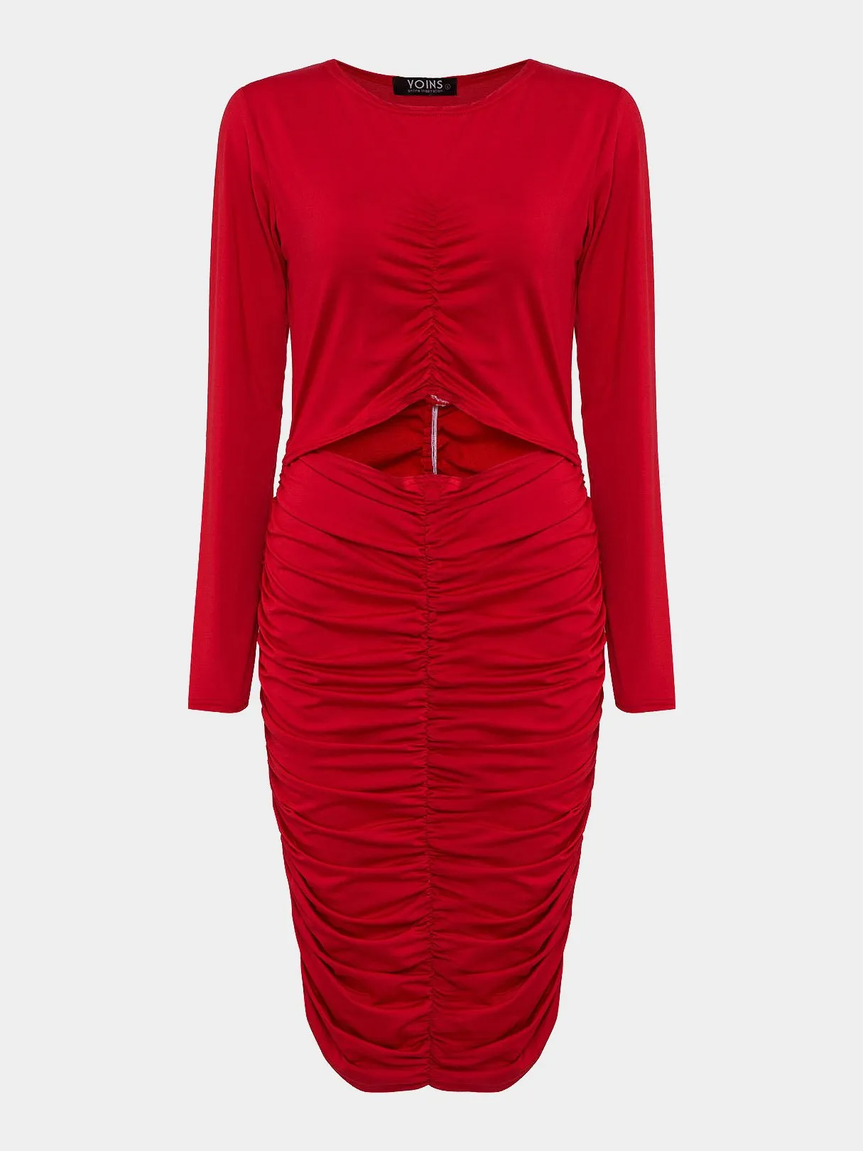 Wholesale Pleated Slim Midi Dresses with Cut Out