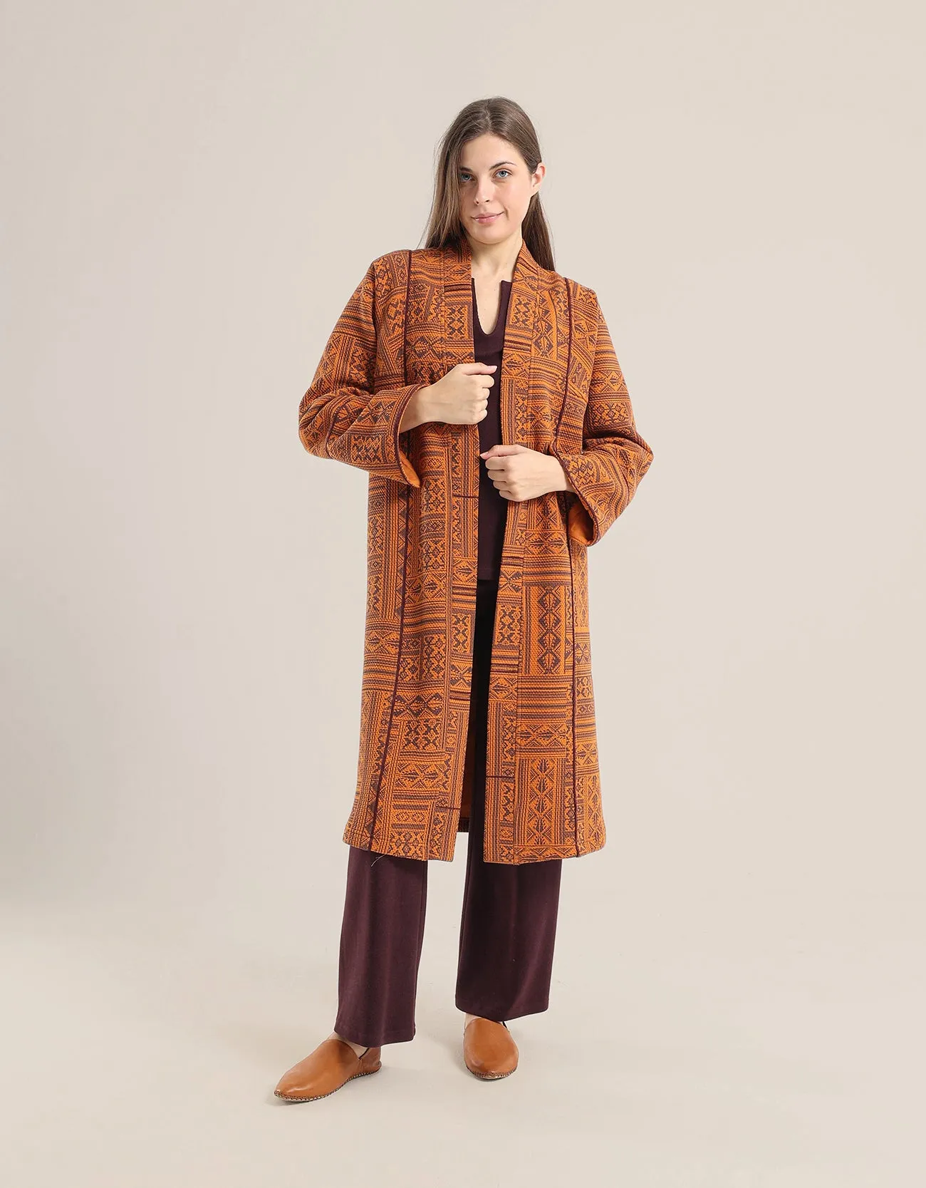 Wide leg pants in faux cashmere