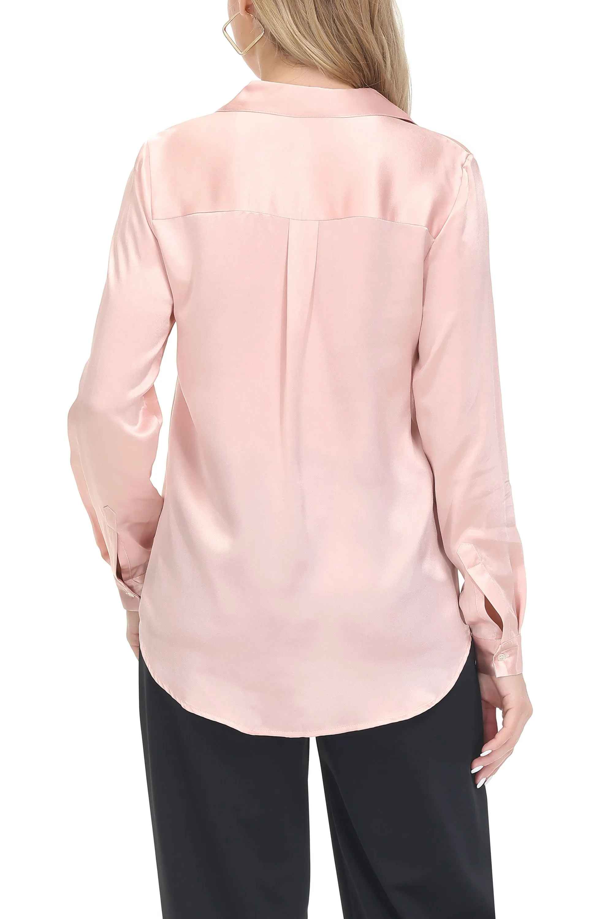 Women's Silk Blouse 100% Silk Long Sleeves Shirt,