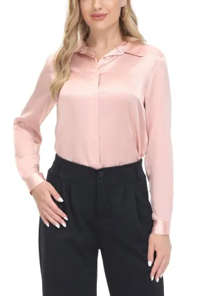 Women's Silk Blouse 100% Silk Long Sleeves Shirt,